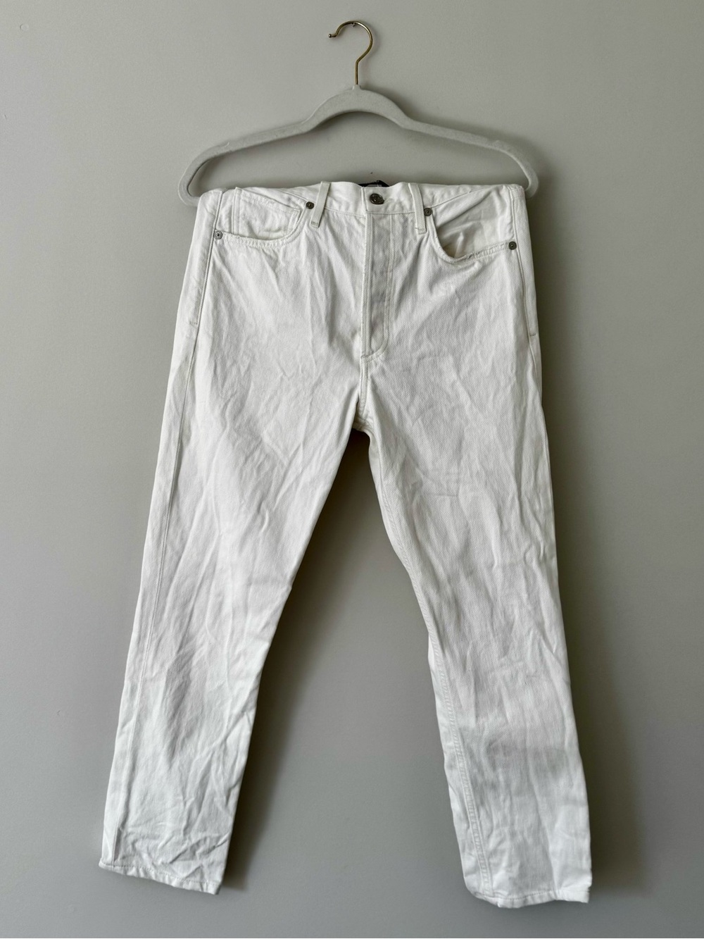 Citizens of Humanity Charlotte High Rise Straight Jeans, Porcelain (White) – 26